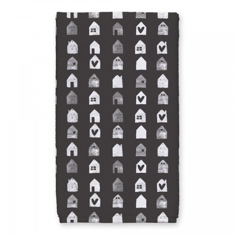 Grey and White Heart Pattern 16x25 Towel