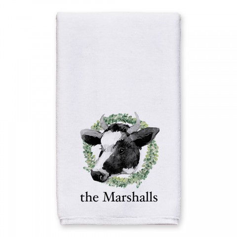 Cow Wreath 16x25 Personalized Towel