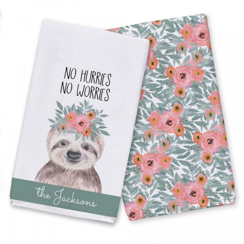 No Hurries No Worries Sloth Textiles Collection