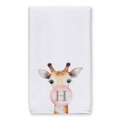 Monogram Bubblegum Giraffe 16x25 Personalized Towel