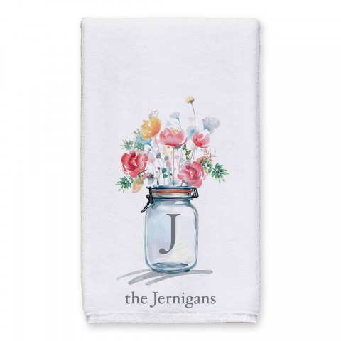 Monogram Mason Jar 16x25 Personalized Towel