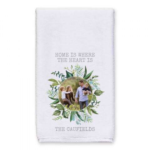 Floral Wreath Home and Heart 16x25 Personalized Towel