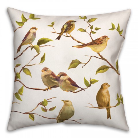 Yellow Birds on Branches 20x20 Indoor / Outdoor Pillow