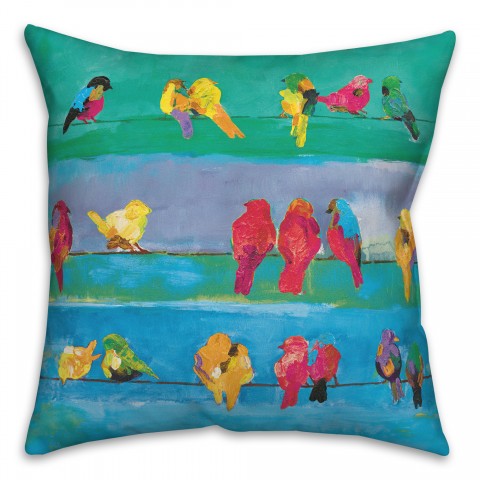 Teal Birds on Wires 20x20 Indoor / Outdoor Pillow