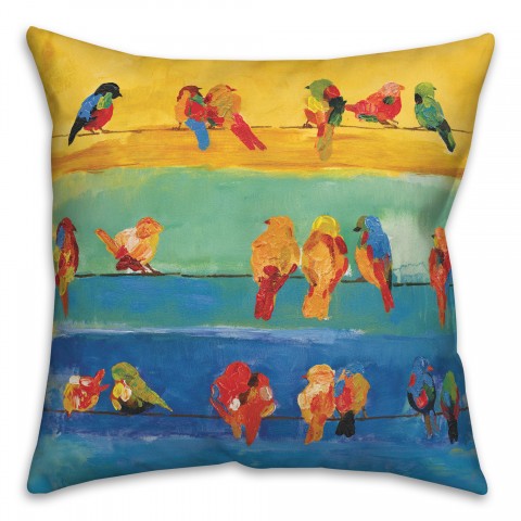 Yellow Birds on Wires 20x20 Indoor / Outdoor Pillow