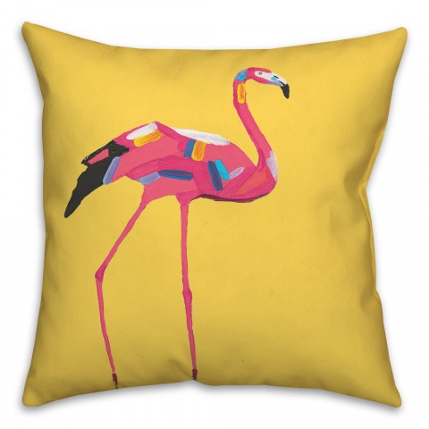 Colorful Flamingo with Yellow 20x20 Indoor / Outdoor Pillow