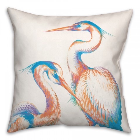 Blue and Orange Cranes 20x20 Indoor / Outdoor Pillow