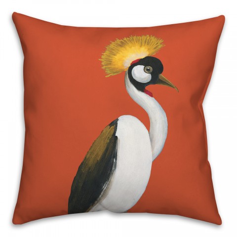 Painted Bird on Orange 20x20 Indoor / Outdoor Pillow