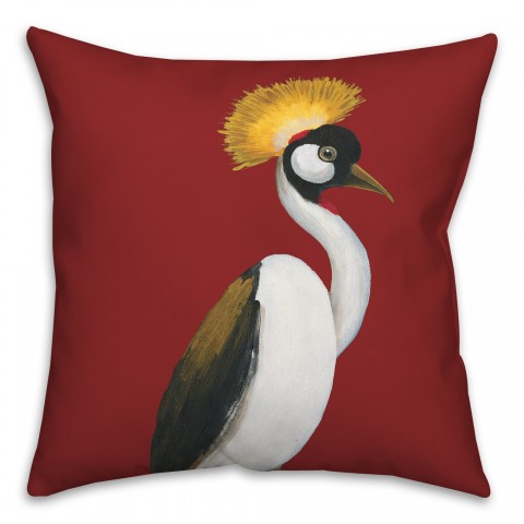 Painted Bird on Red 20x20 Indoor / Outdoor Pillow