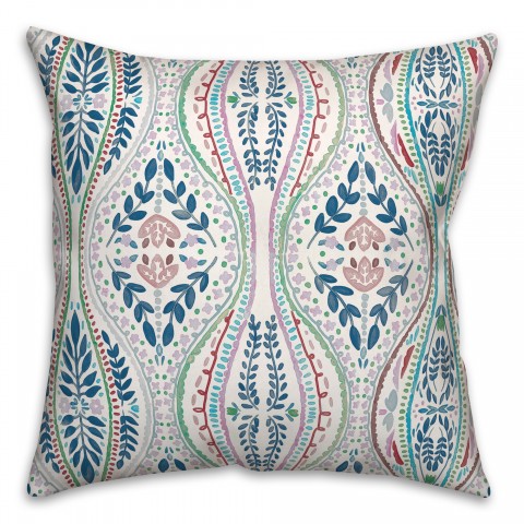 Blue Purple Folk Pattern 20x20 Indoor / Outdoor Pillow