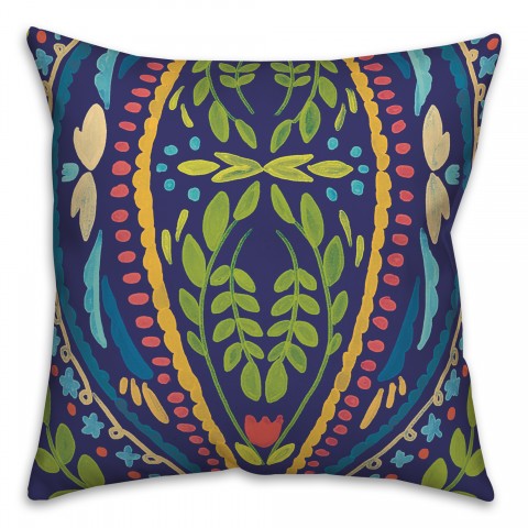 Navy Background Folk Pattern 20x20 Indoor / Outdoor Pillow