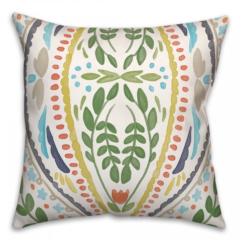 White Background Folk Pattern 20x20 Indoor / Outdoor Pillow