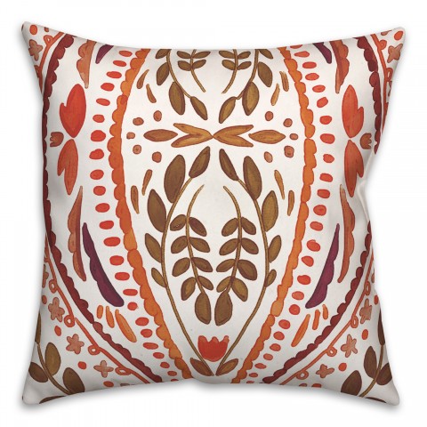 Red Folk Pattern 20x20 Indoor / Outdoor Pillow