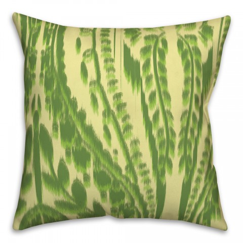 Large Ikat Lime Green Pattern 20x20 Indoor / Outdoor Pillow