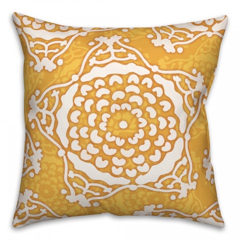 Large Bright Yellow Cream Star Pattern 20x20 Indoor / Outdoor Pillow
