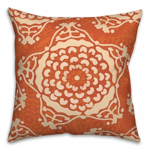 Large Orange Cream Star Pattern 20x20 Indoor / Outdoor Pillow