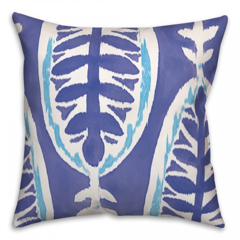 Dark and Light Blue Leaf Pattern 20x20 Indoor / Outdoor Pillow