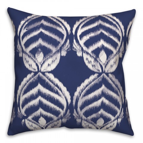 Navy and White Leaf Pattern 20x20 Indoor / Outdoor Pillow