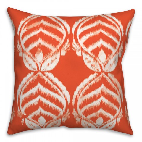 Orange and White Leaf Pattern 20x20 Indoor / Outdoor Pillow