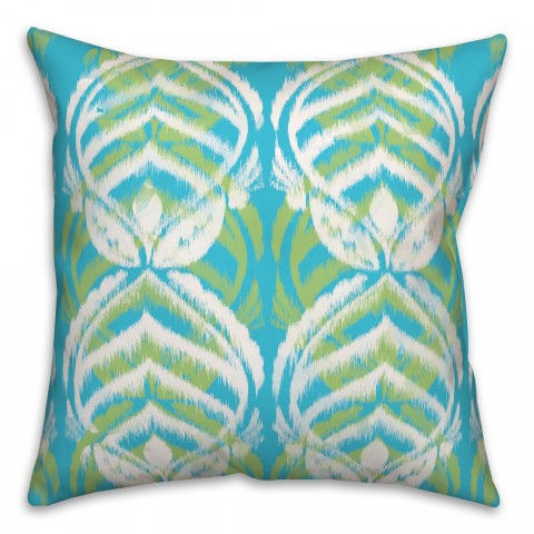 Blue and Green Leaf Pattern 20x20 Indoor / Outdoor Pillow