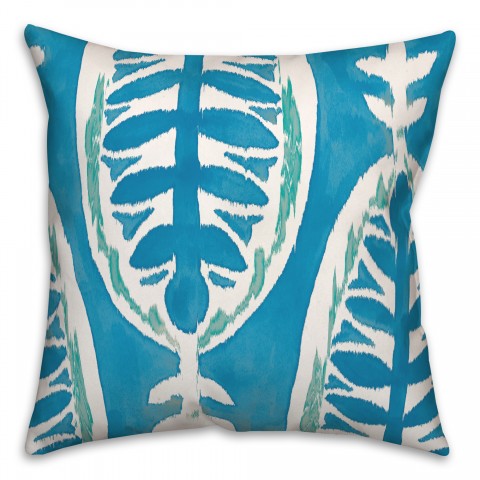 Teal and Green Leaf Pattern 20x20 Indoor / Outdoor Pillow