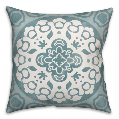 Slate and White Circle Mandala 20x20 Indoor / Outdoor Pillow