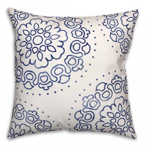 Navy Line Mandala Pattern 20x20 Indoor / Outdoor Pillow