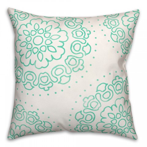 Teal Line Mandala Pattern 20x20 Indoor / Outdoor Pillow