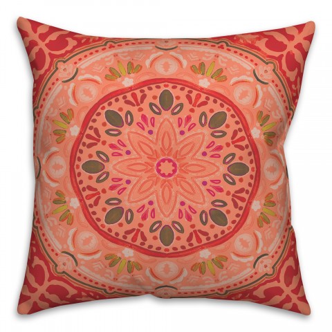 Red Ornate Medallion 20x20 Indoor / Outdoor Pillow