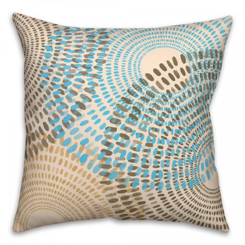 Blue and Tan Dash Circles 20x20 Indoor / Outdoor Pillow