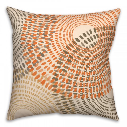 Orange and Tan Dash Circles 20x20 Indoor / Outdoor Pillow
