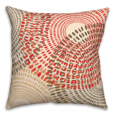 Red and Tan Dash Circles 20x20 Indoor / Outdoor Pillow