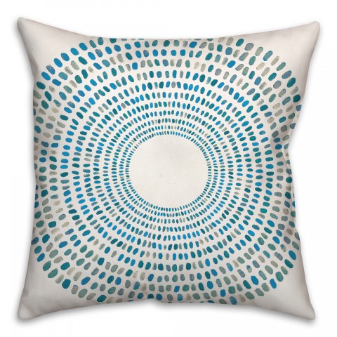Round Blue Dashes 20x20 Indoor / Outdoor Pillow