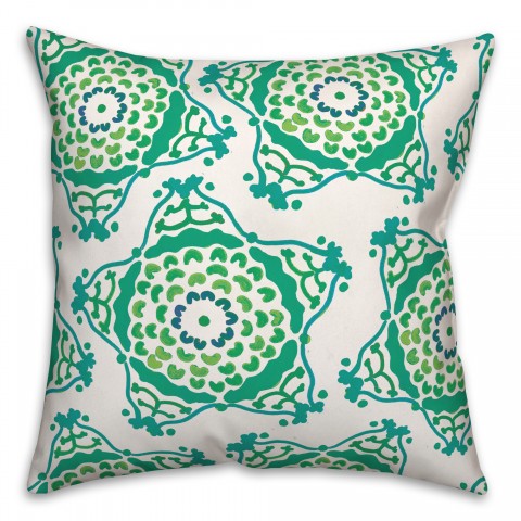 Green and Purple Star Shape Pattern  20x20 Indoor / Outdoor Pillow