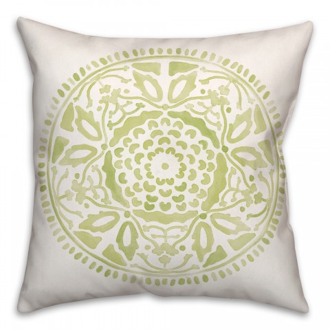 Lime Green Watercolor Medallion 20x20 Indoor / Outdoor Pillow
