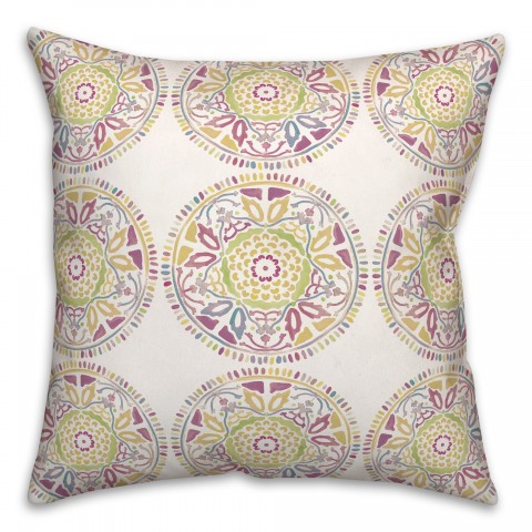 Small Multicolored Pattern Medallions 20x20 Indoor / Outdoor Pillow