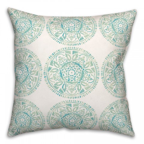 Small Blue Pattern Medallions 20x20 Indoor / Outdoor Pillow