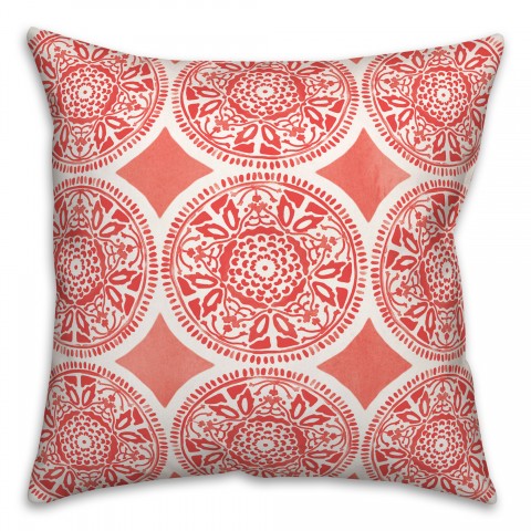 Small Red Full Pattern Medallions 20x20 Indoor / Outdoor Pillow