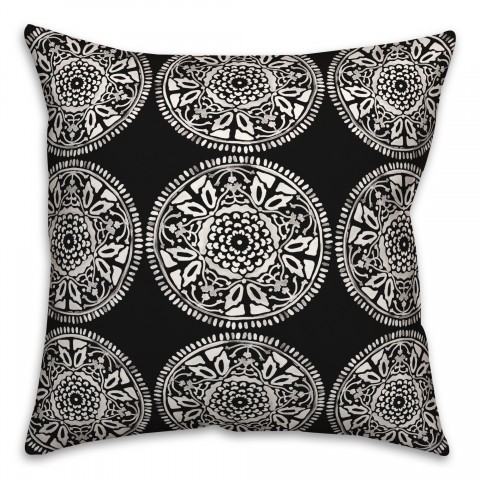 Small White Pattern Medallions 20x20 Indoor / Outdoor Pillow