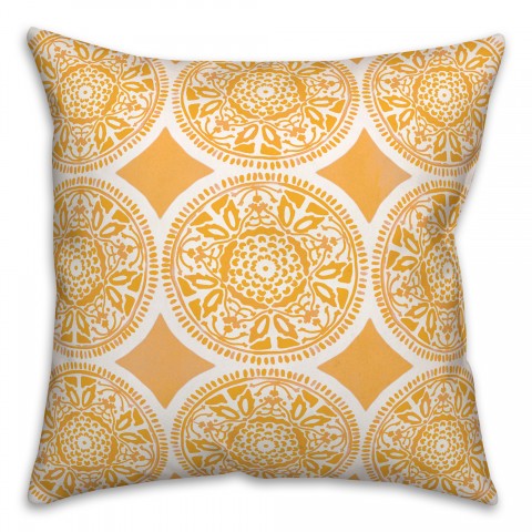 Small Yellow Full Pattern Medallions 20x20 Indoor / Outdoor Pillow