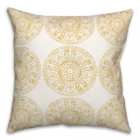 Small Yellow Pattern Medallions 20x20 Indoor / Outdoor Pillow
