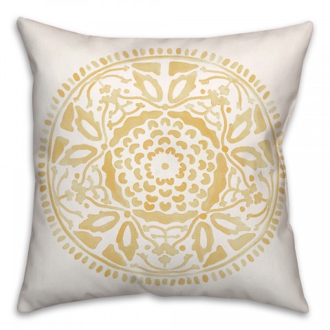 Yellow Watercolor Medallion 20x20 Indoor / Outdoor Pillow
