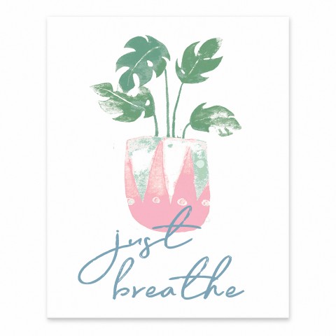 Just Breathe with Monstera 8x10 Tabletop Canvas