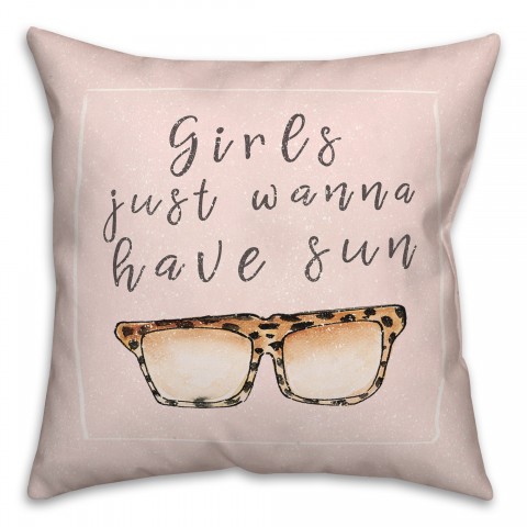 Girls Just Wanna Have Fun Cheetah Sunglasses 18x18 Spun Poly Pillow