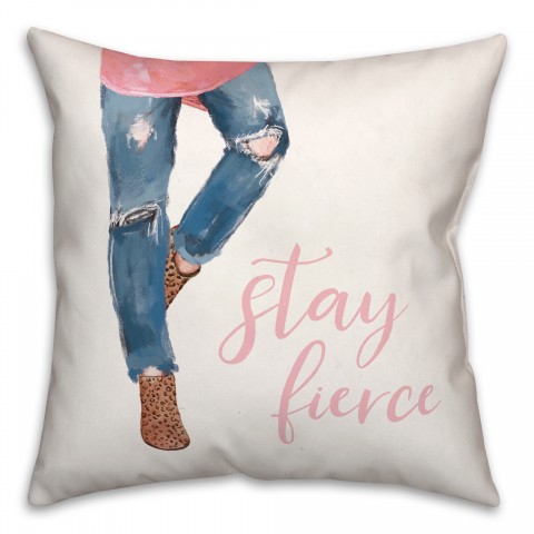 Stay Fierce Leopard Shoes 18x18 Spun Poly Pillow