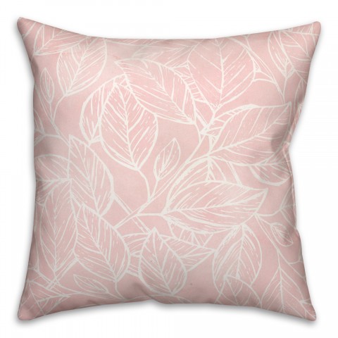 Blush Watercolor Leaf Pattern 18x18 Spun Poly Pillow