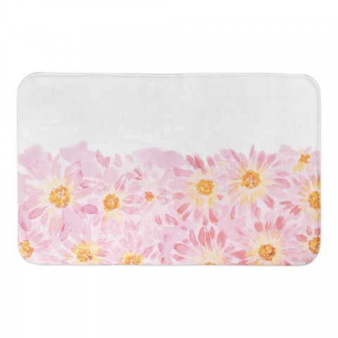 Watercolor Blush Daisies 34x21 Bath Mat