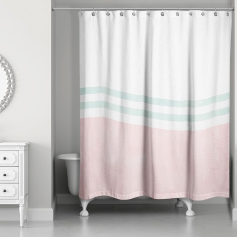 Blush and Mint Swoop 71x74 Shower Curtain