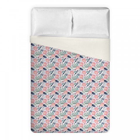 Watercolor Pink and Blue Flowers Duvet