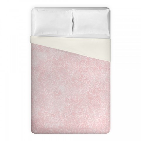 Blush and Teal Leaf Pattern Duvet